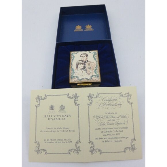 Halcyon Days Enamel Lady Diana and Prince of Wales Marriage Limited 420/1500 - Picture 1 of 10